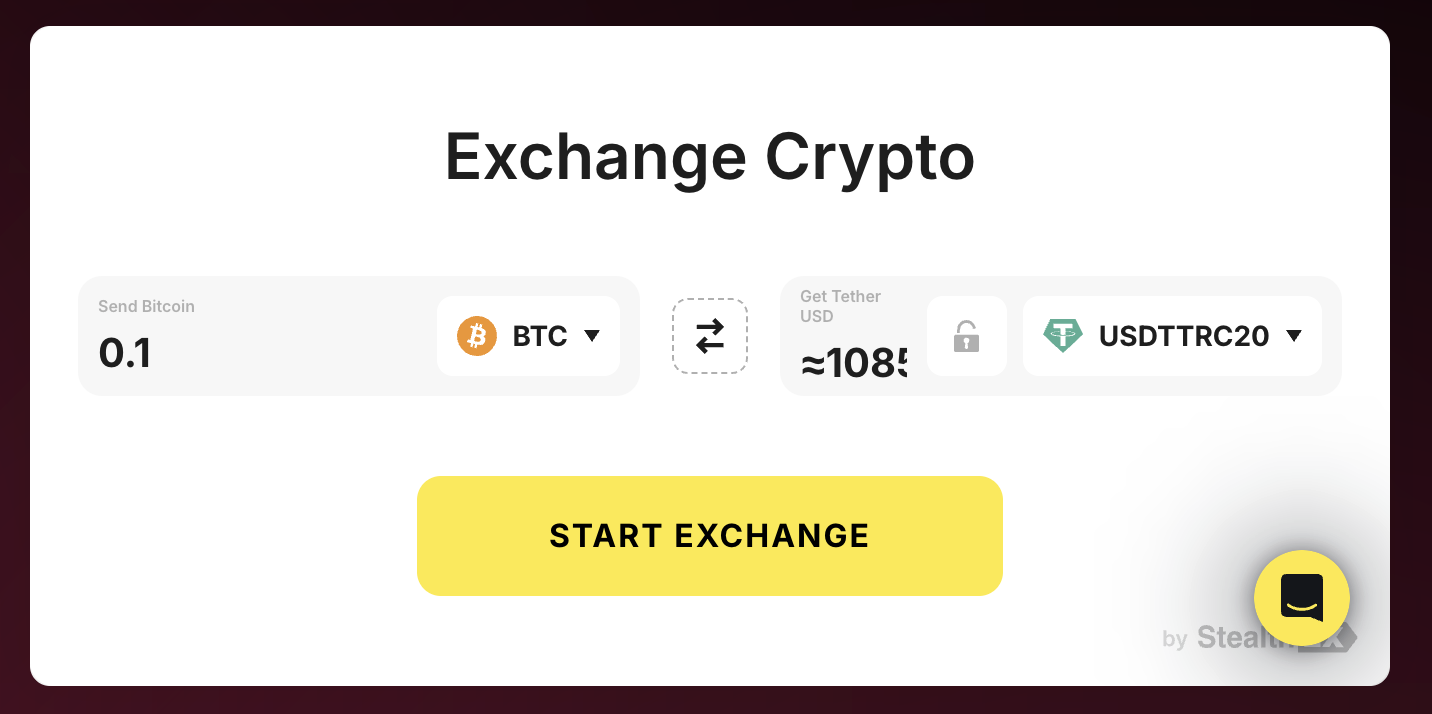 Select BTC → USDT pair in the widget