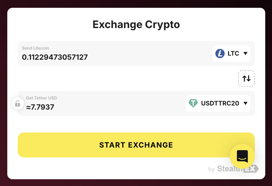 Choose LTC → USDT in the widget
