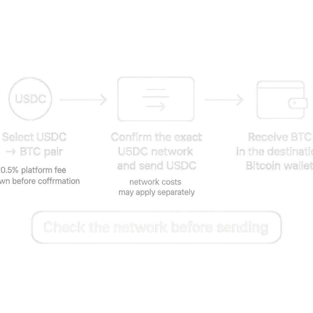 Как обменять USDC на BTC без KYC